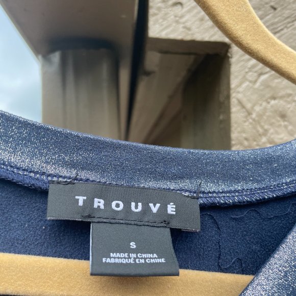 Trouve Gunmetal Blue Metallic Sueded T-Shirt - Picture 7 of 7